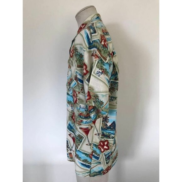 NWT BIG DOGS Short Sleeve Hawaiian Shirt Mens Size Small Postcard Floral Martini - Picture 7 of 8